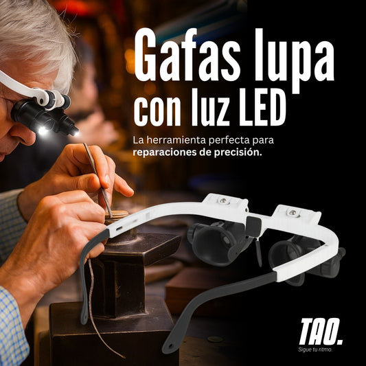 Gafas lupa con luz led