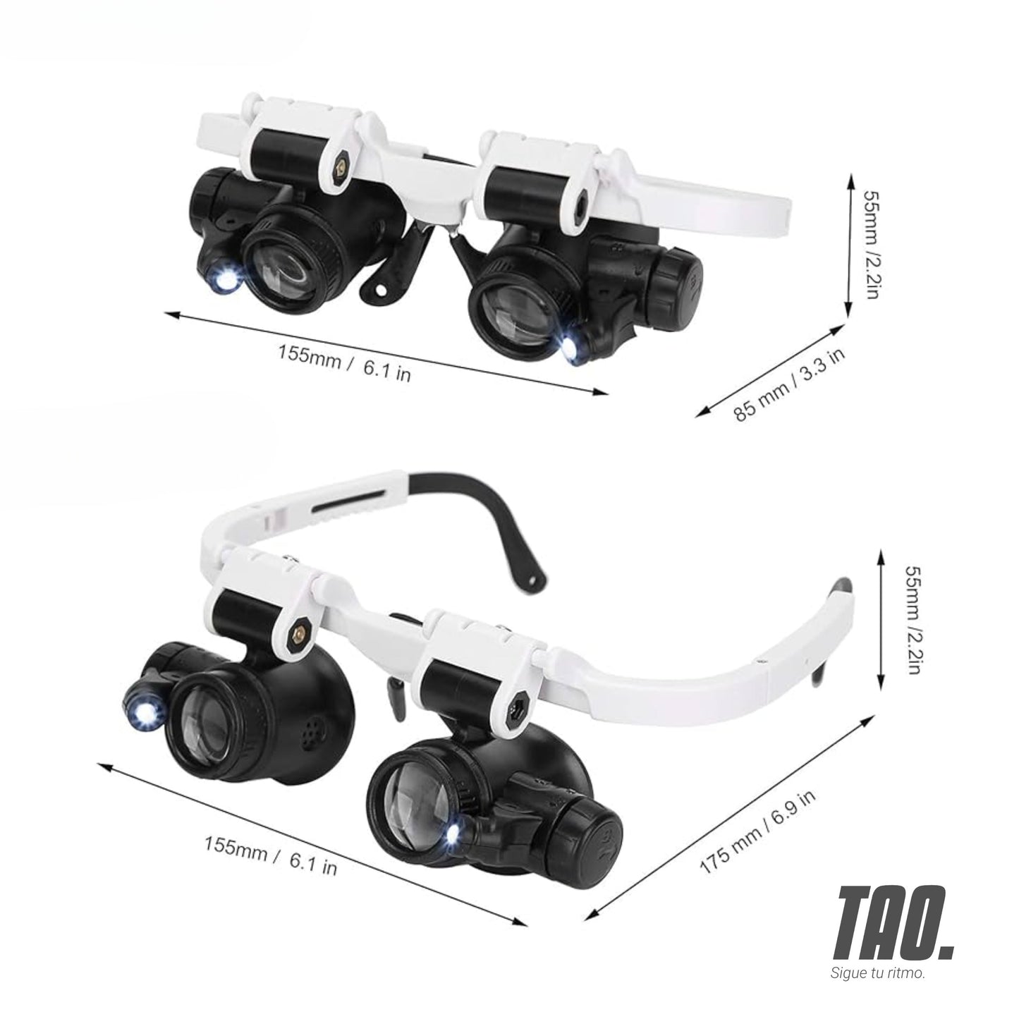 Gafas lupa con luz led